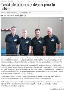 Tennis de table _ top départ pour la saison - 27_09_2014 - LaDépêche.fr