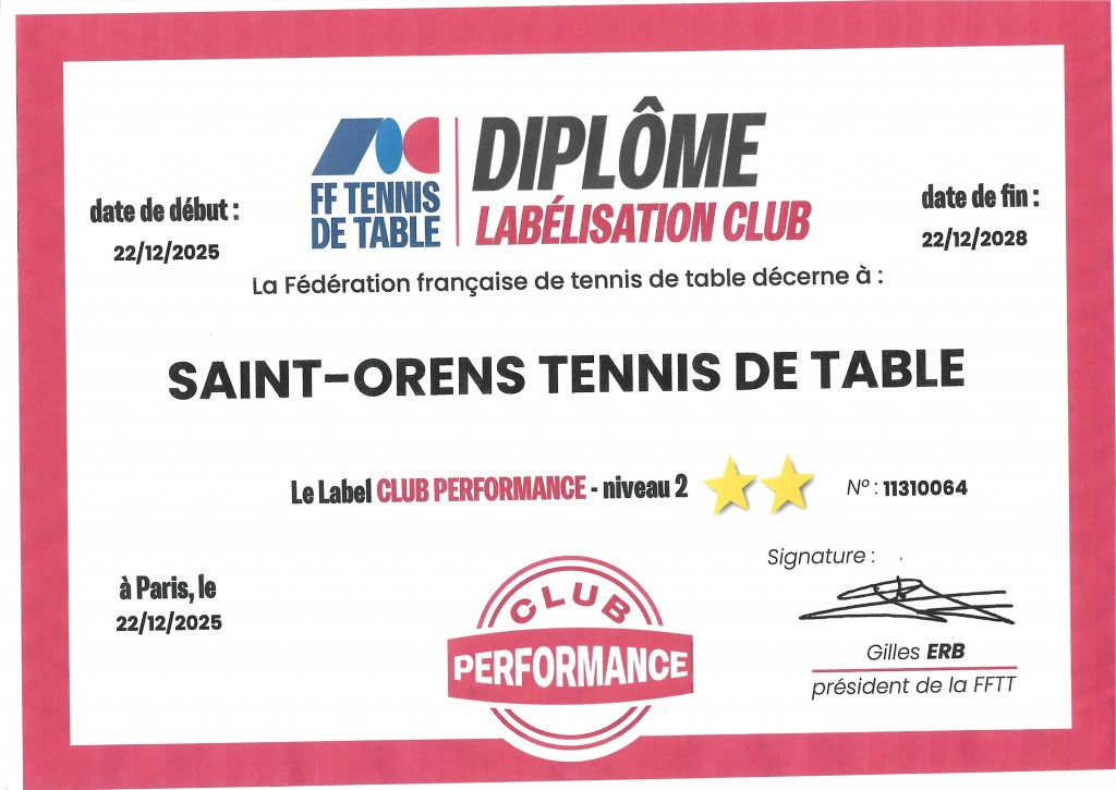 Diplome club performance